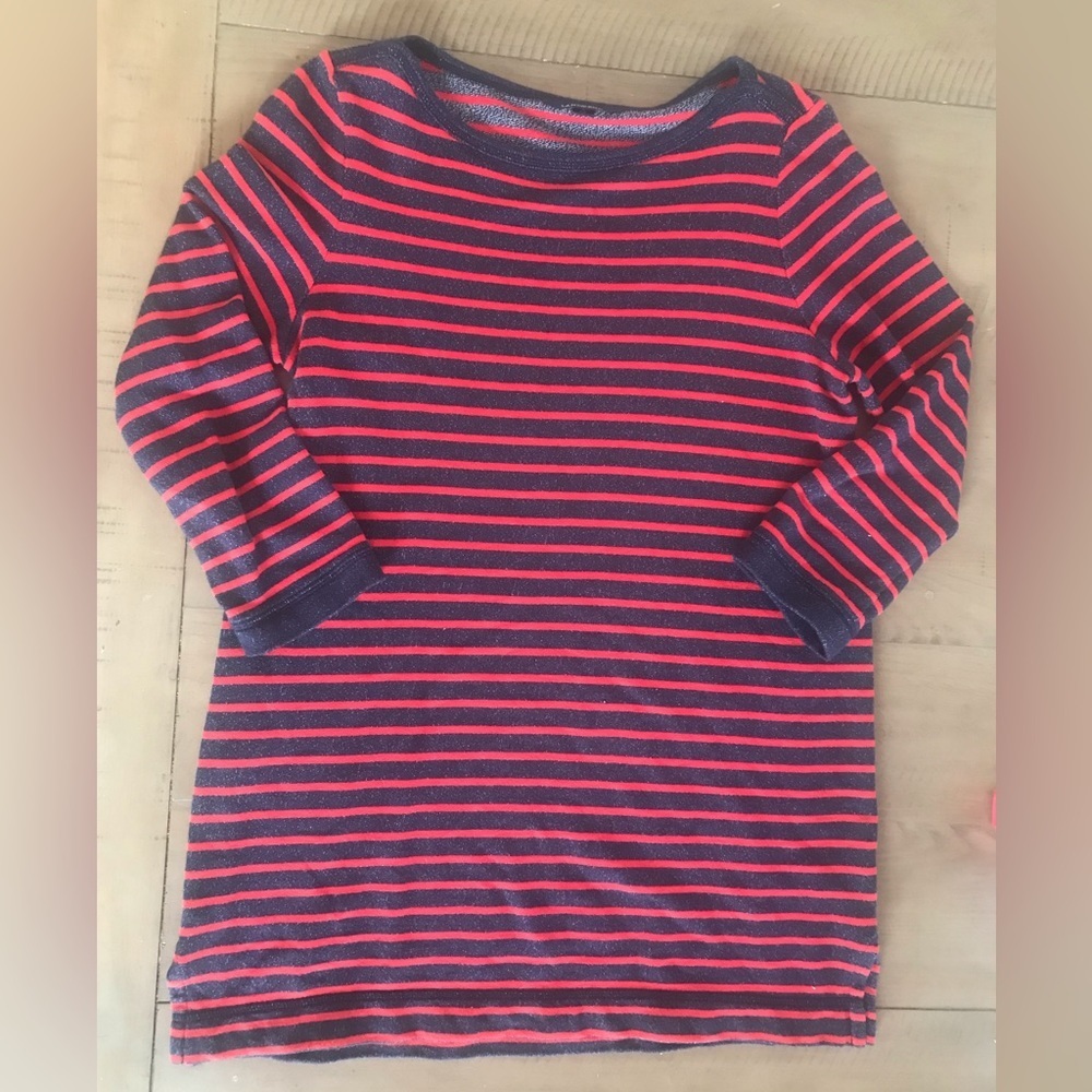 Lands’ End Women’s Navy & Red Striped Cotton‎ Top - Size 6/8